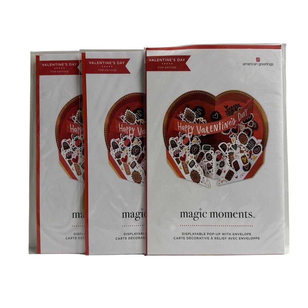 American Greetings Magic Moments Displayable Pop-Up Valentines Day Card Lot of 3